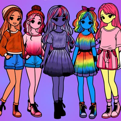 a group of five girls