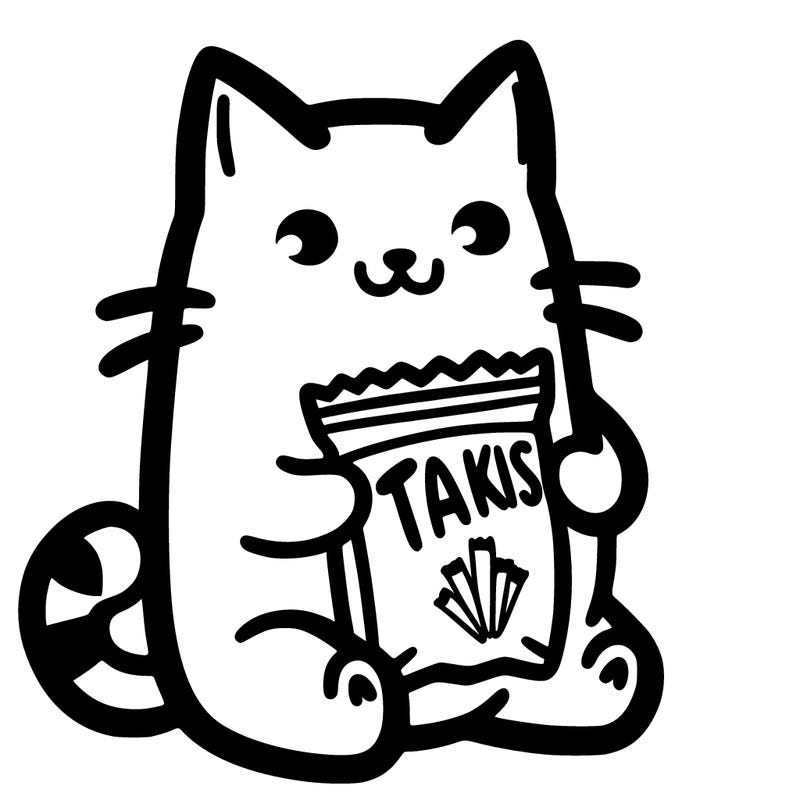 cat with a bag of takis