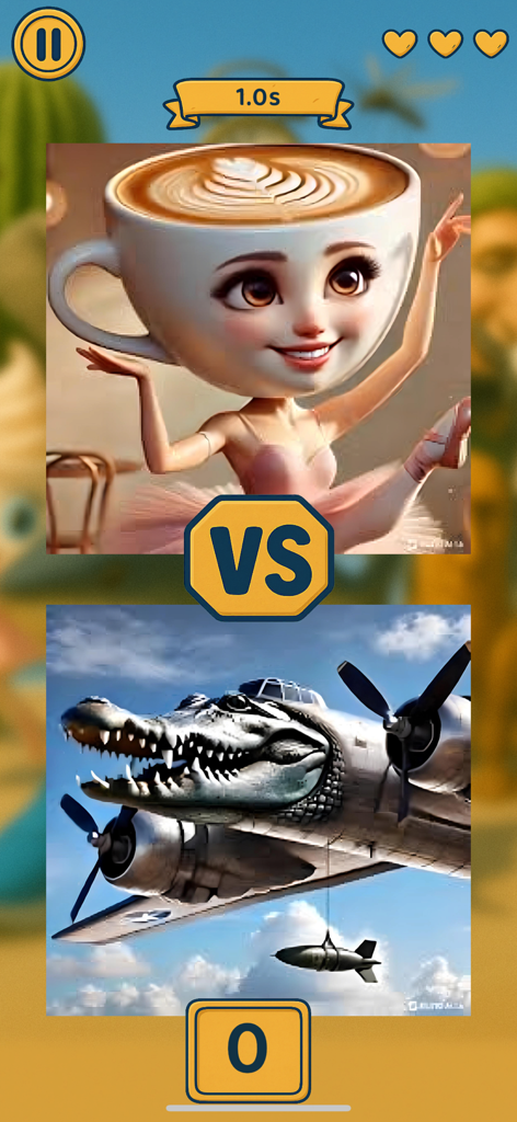 Tralalero Fight - Tralalero Fight versus mode gameplay featuring a coffee cup ballerina and a crocodile airplane