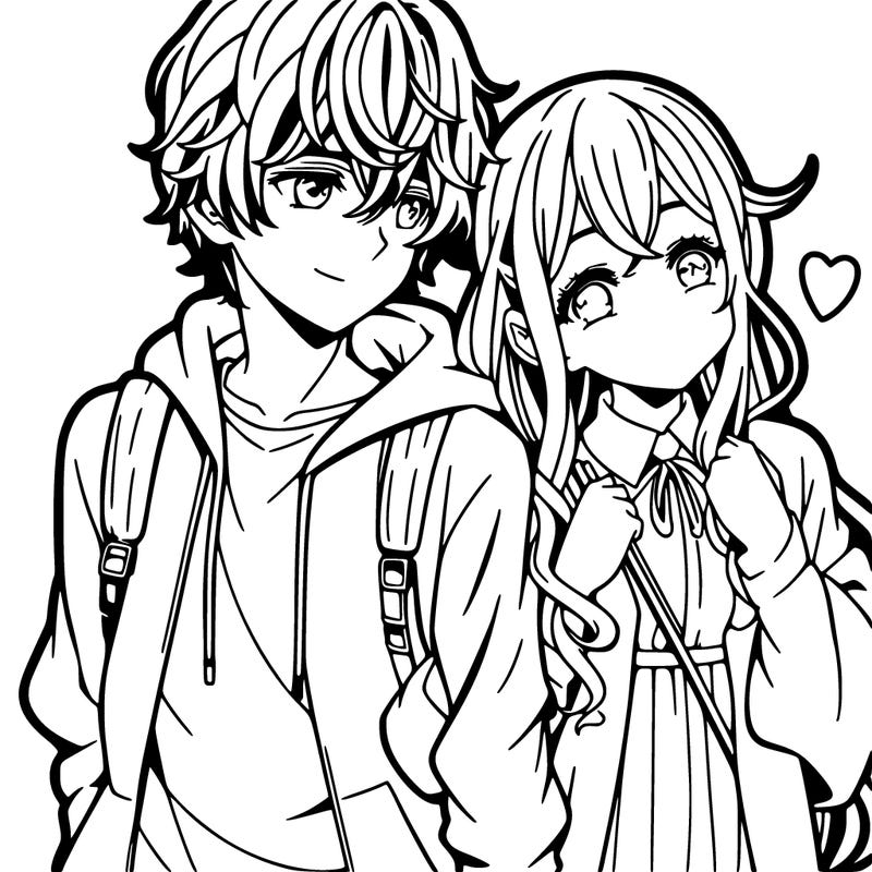 anime girl and boy in love