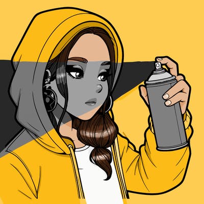 a realistic girl, spray painting
