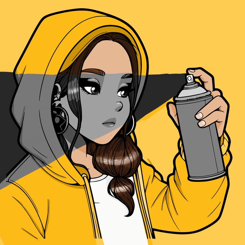 a realistic girl, spray painting
