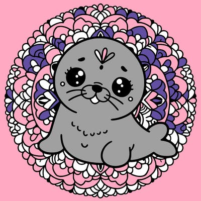 a cute baby seal mandala