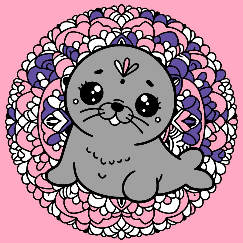a cute baby seal mandala