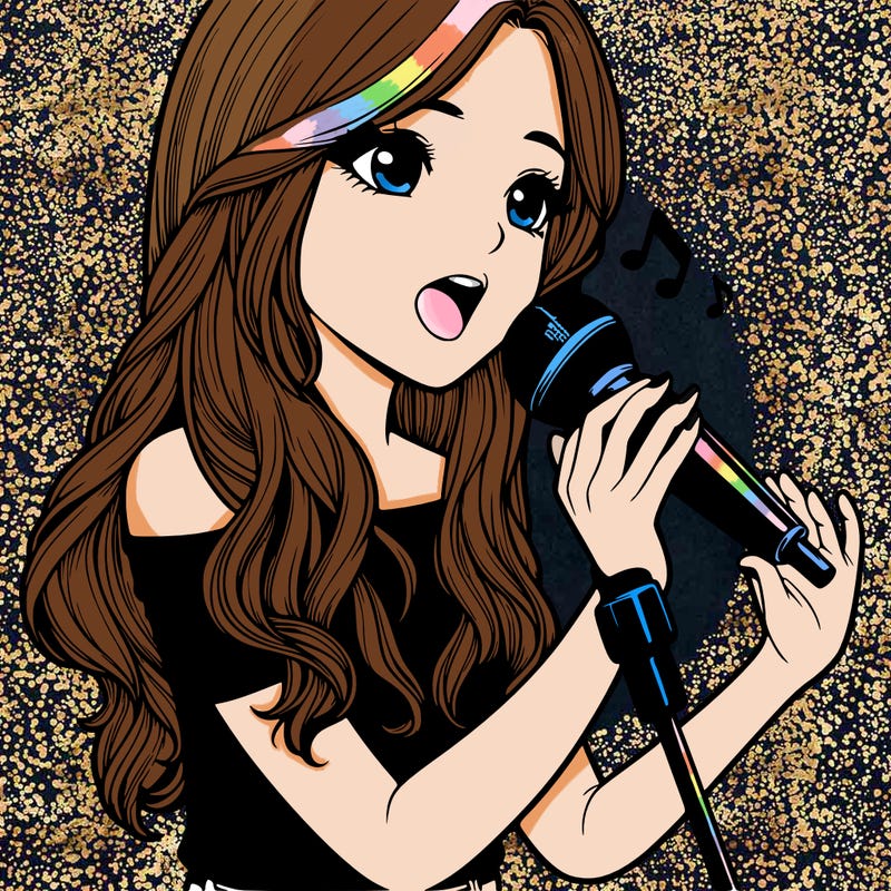 realistic girl using a mic to sing