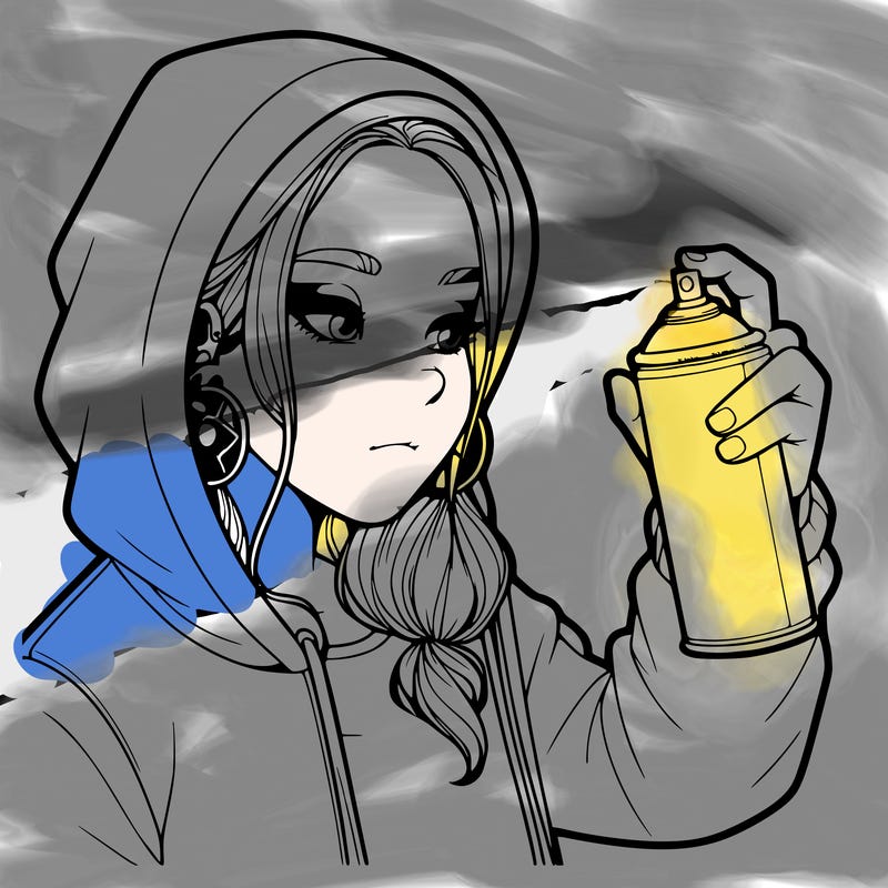 a realistic girl, spray painting