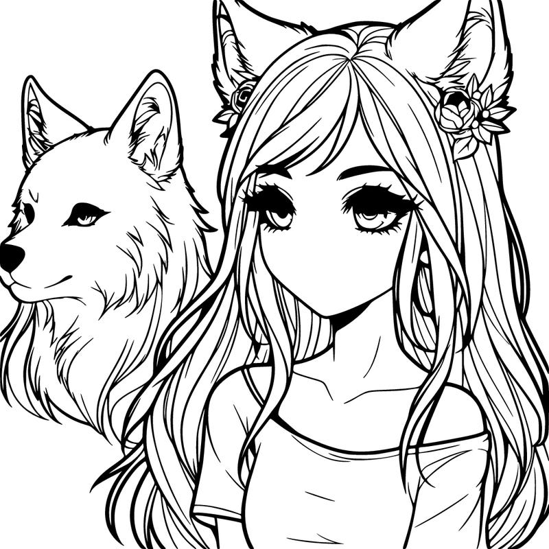 realistic girl with wolf ears