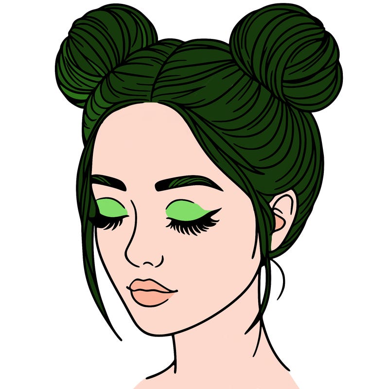 woman with hair buns