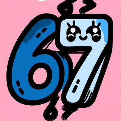 the numbers 67