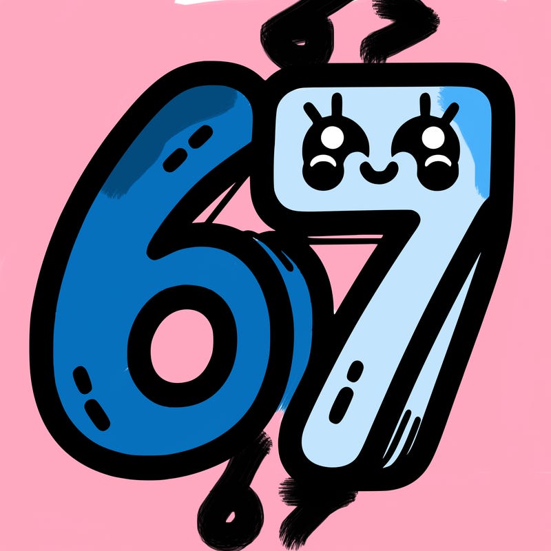 the numbers 67