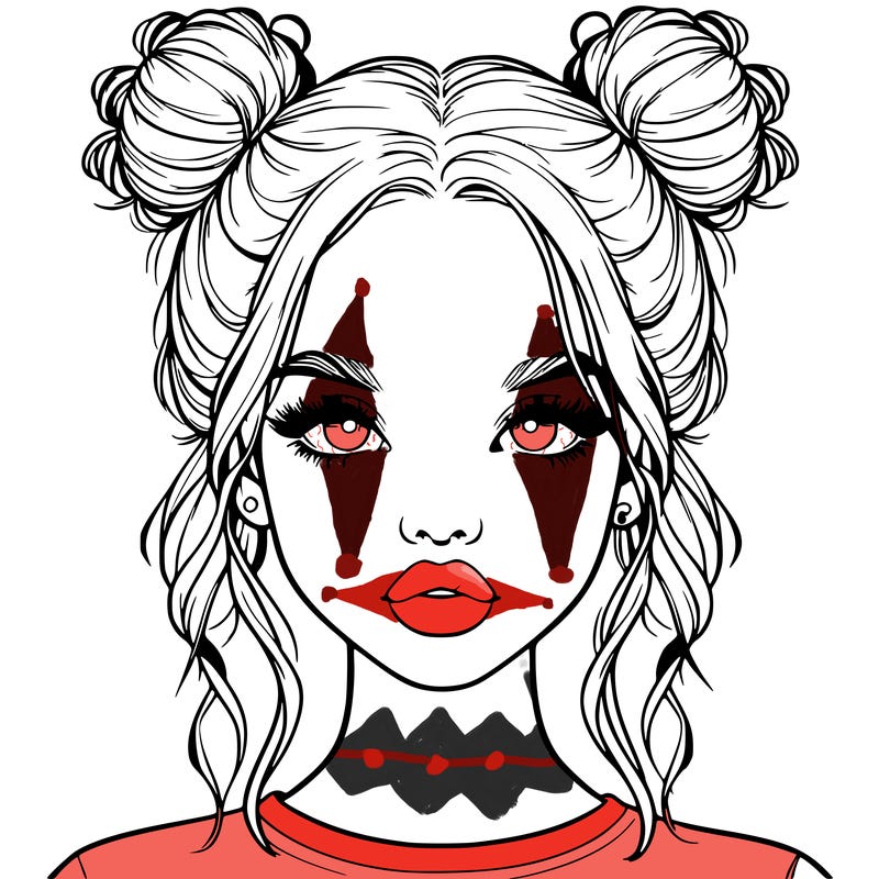 realistic girl with two buns in hair and lips