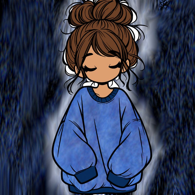 girl with baggy sweatshirt and messy bun