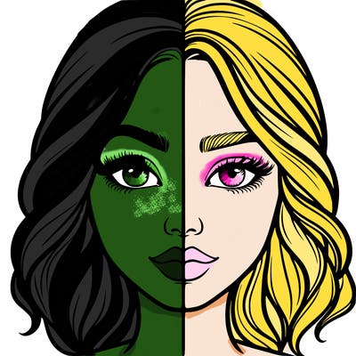 realistic girl split half