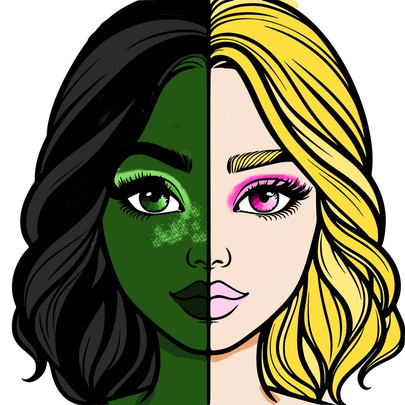 realistic girl split half