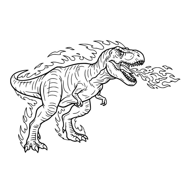 trex with aura and has some fire coming out of his mouth