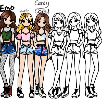 a group of girls wearing crop tops and shorts