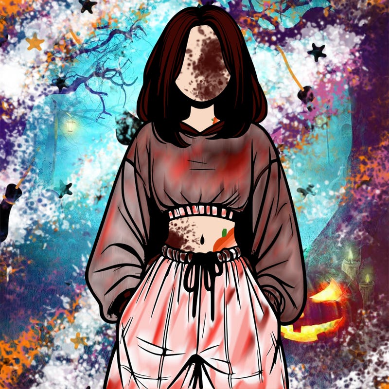 realistic girl faceless with baggy pants and a crop top