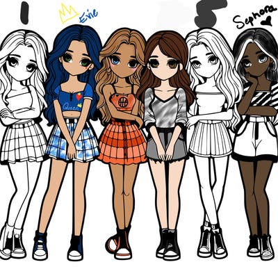 a group of girls realistic