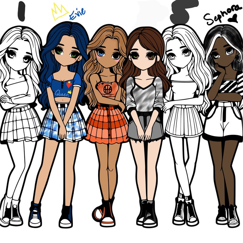 a group of girls realistic