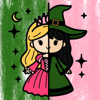 split princess and witch