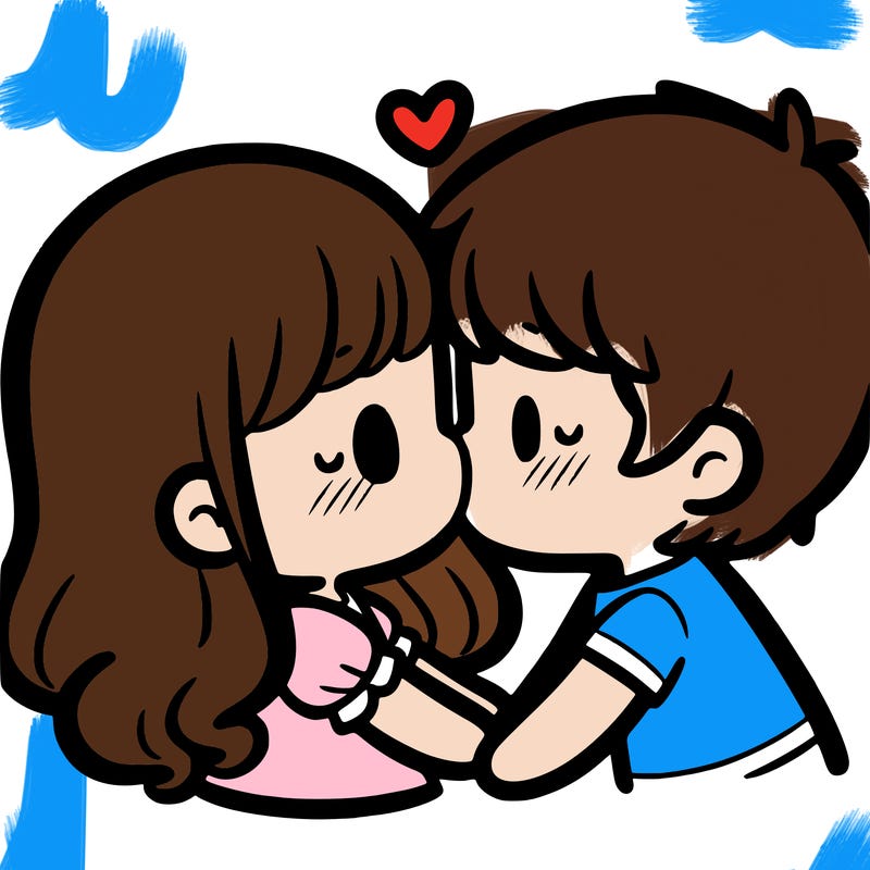 a girl and a boy kissing