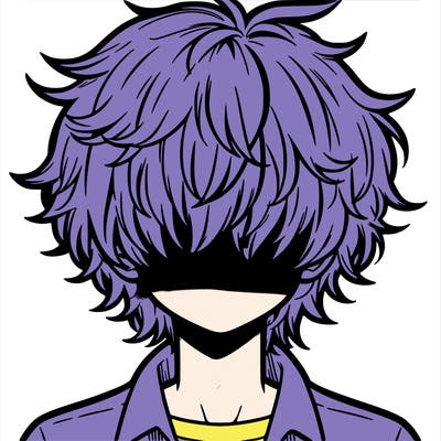 manga boy fluffy hair covering his eyes