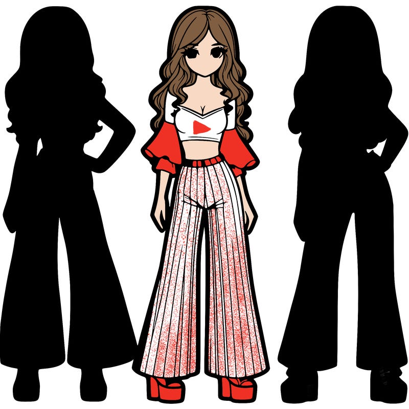 girls with flare pants and crop tops realistic