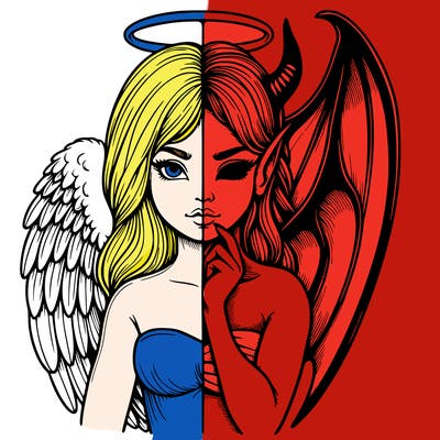 realistic angel half demon