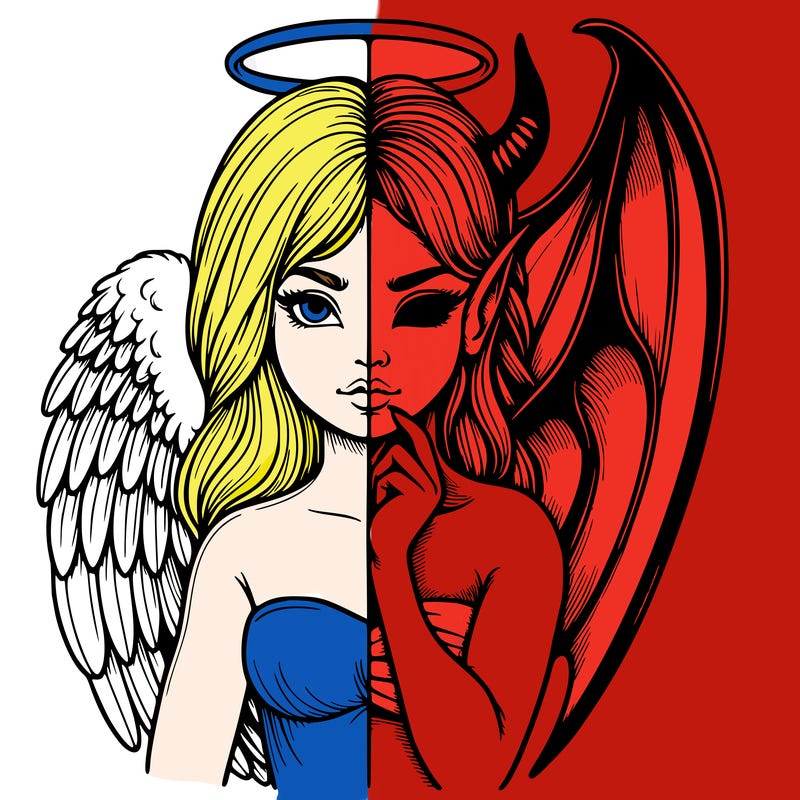 realistic angel half demon