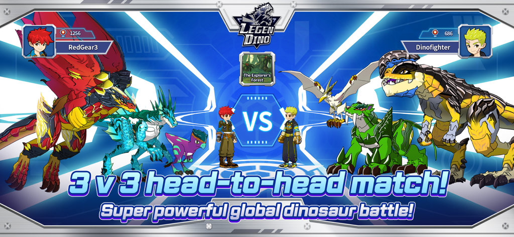 Legendino 3v3 global dinosaur battle head to head match