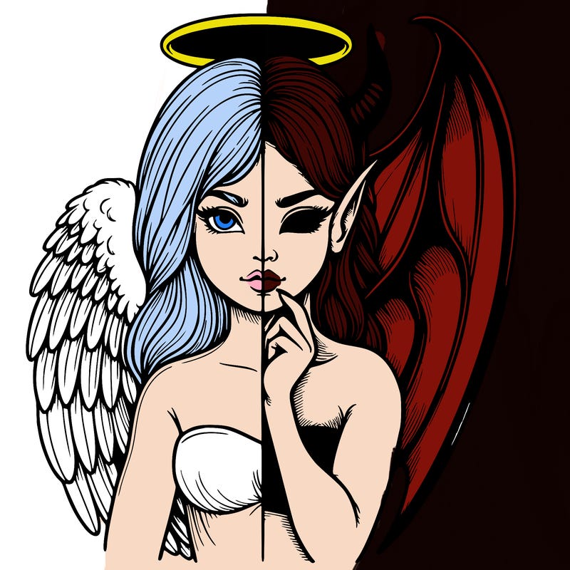 realistic angel half demon