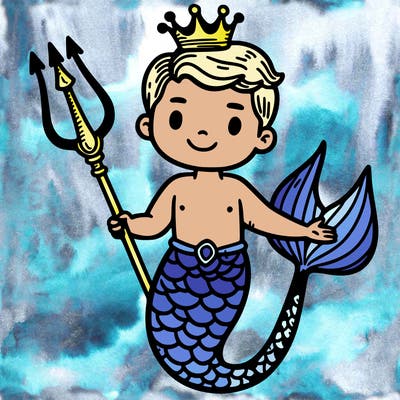 merman with trident and crown