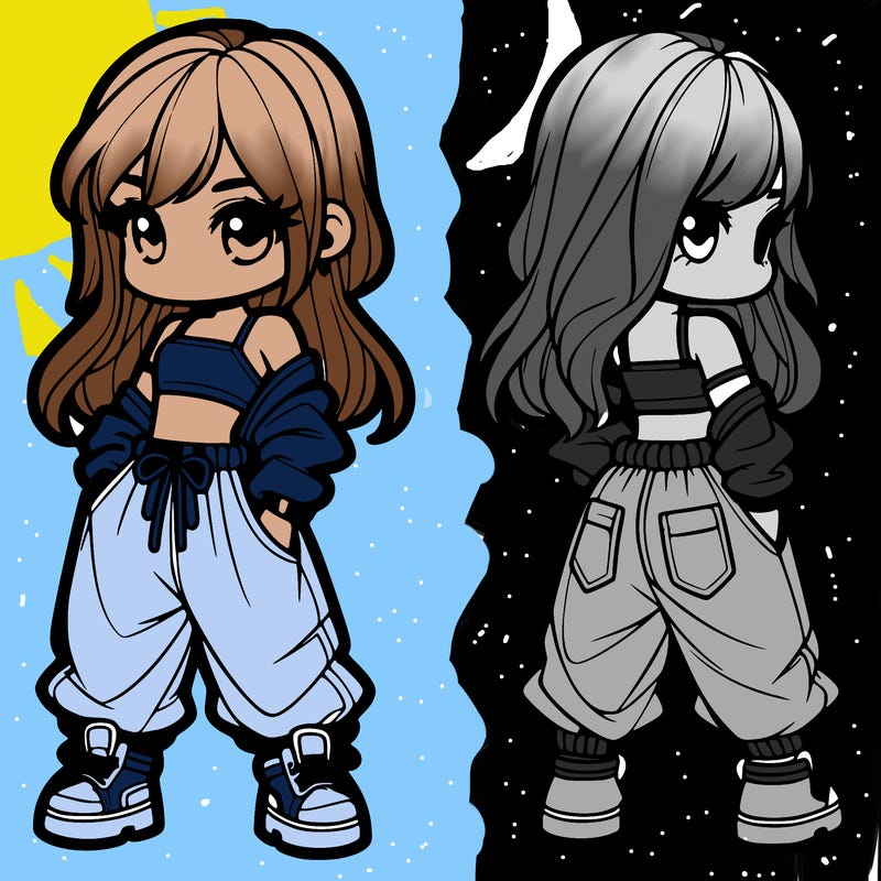 girl in crop top and baggy pants