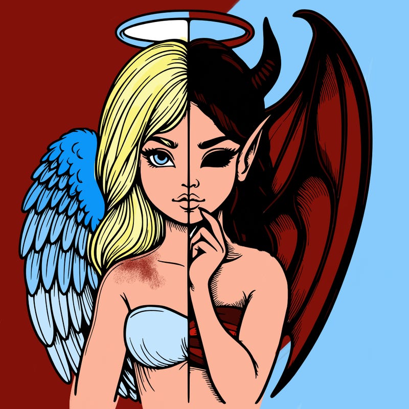 realistic angel half demon