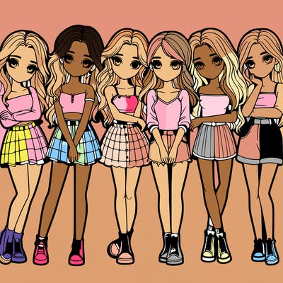 a group of girls realistic