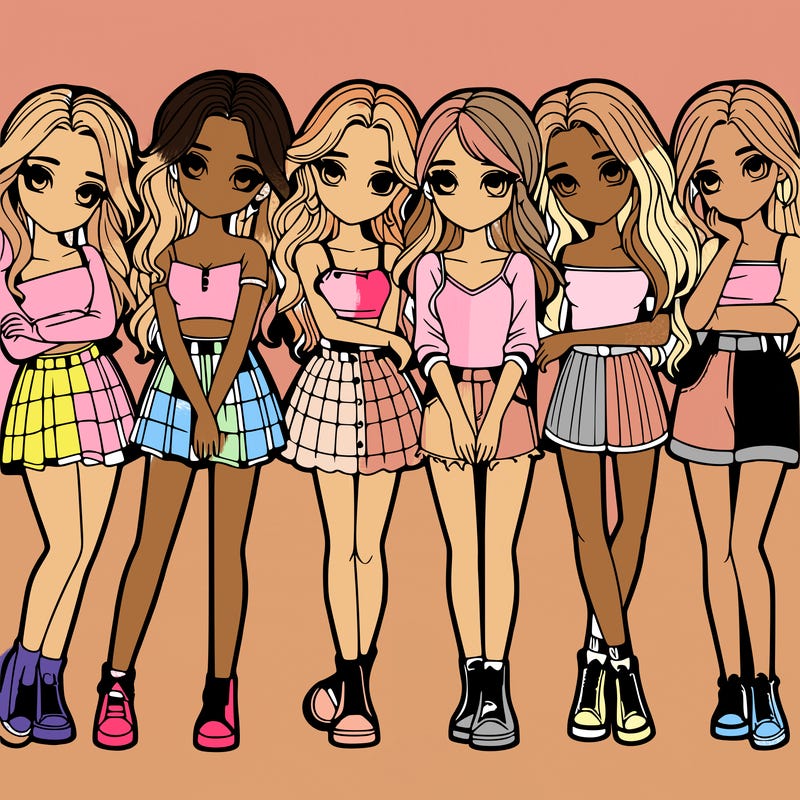 a group of girls realistic