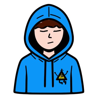 a person with non face waering a hoodie with a small triangle symbol