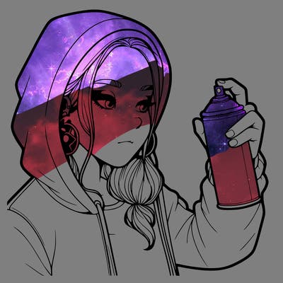 a realistic girl, spray painting