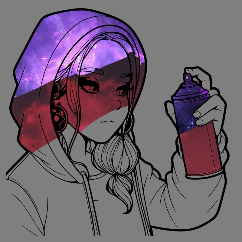 a realistic girl, spray painting