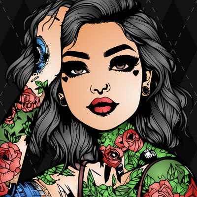 realistic girl with tattoos all over