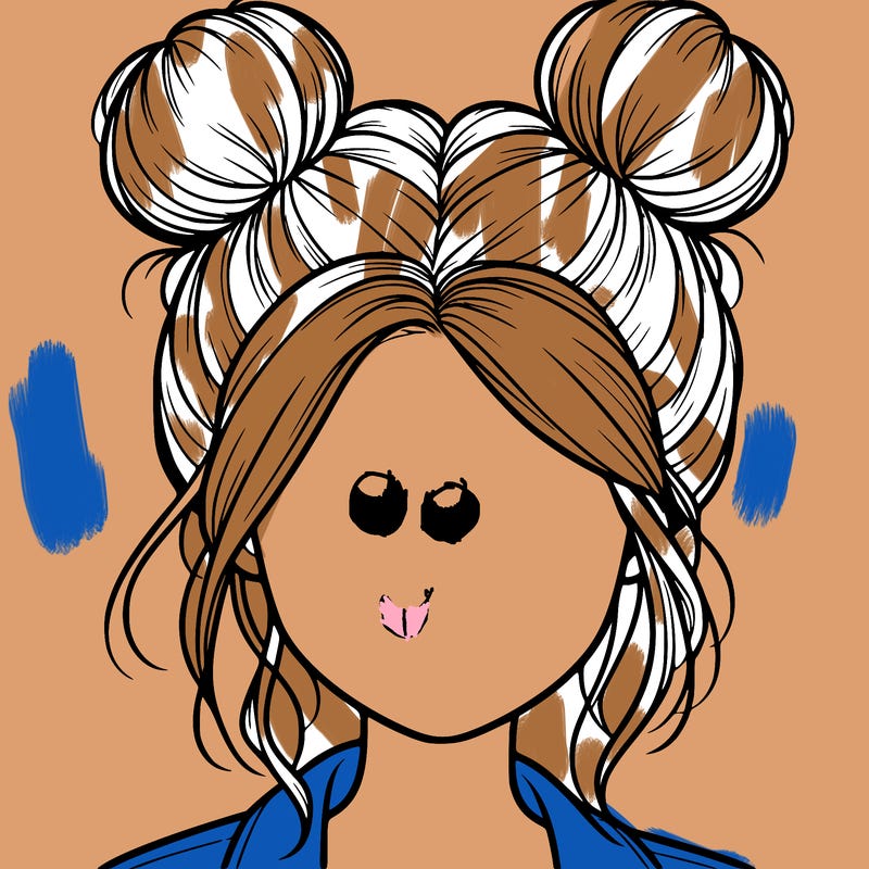 realistic girl with buns on the top of her hair