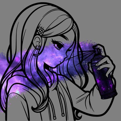 a realistic girl spray painting