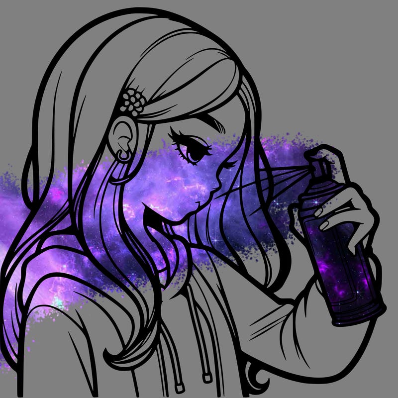 a realistic girl spray painting