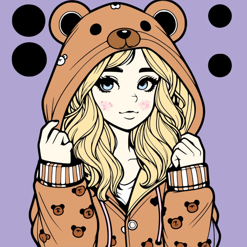 realistic girl in a animal pjs hoodie
