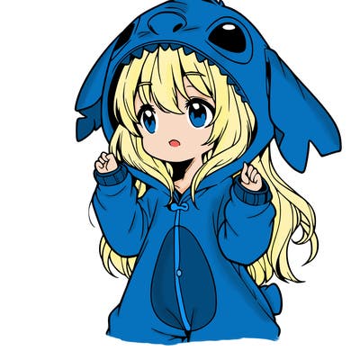 anime girl in a stitch onsie
