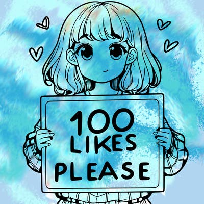 a girl holding a sign saying 100 likes please