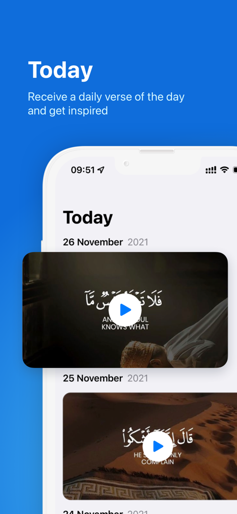 Namaz: Salat Muslim Prayer - Screen displaying the daily verse of the day feature in the Namaz app for spiritual inspiration