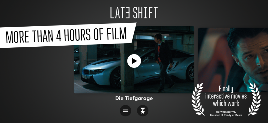 Jugabilidad cinematográfica de la aplicación de thriller interactivo de atracos Late Shift con más de cuatro horas de contenido fílmico