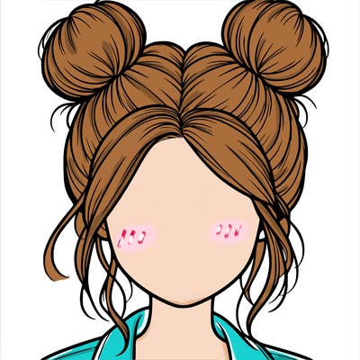 realistic girl with buns on the top of her hair