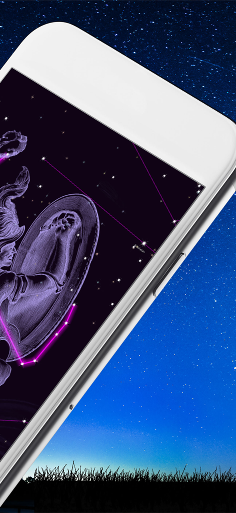 Close-up of the OSR Star Finder app displaying constellation artwork on a smartphone screen